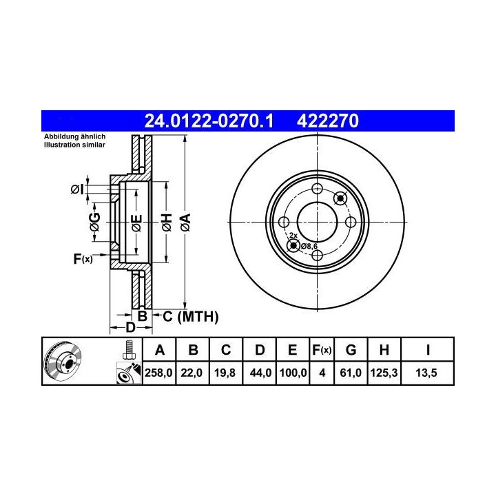 Stabdžių diskas ATE 24.0122-0270.1