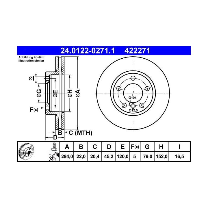 Stabdžių diskas ATE 24.0122-0271.1