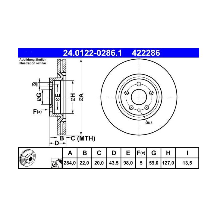 Stabdžių diskas ATE 24.0122-0286.1