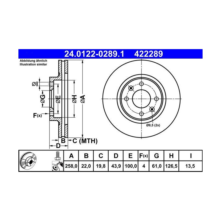 Stabdžių diskas ATE 24.0122-0289.1