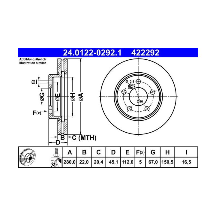 Stabdžių diskas ATE 24.0122-0292.1
