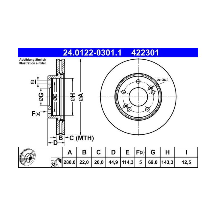 Stabdžių diskas ATE 24.0122-0301.1