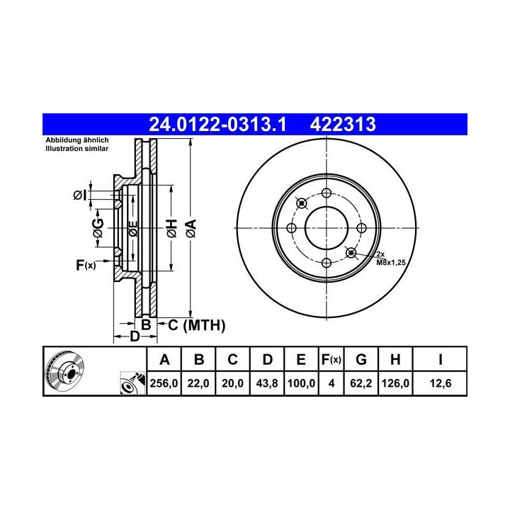 Stabdžių diskas ATE 24.0122-0313.1