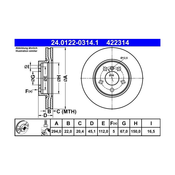 Stabdžių diskas ATE 24.0122-0314.1