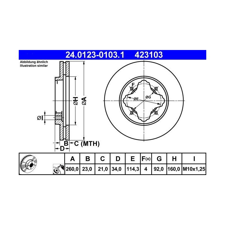 Stabdžių diskas ATE 24.0123-0103.1