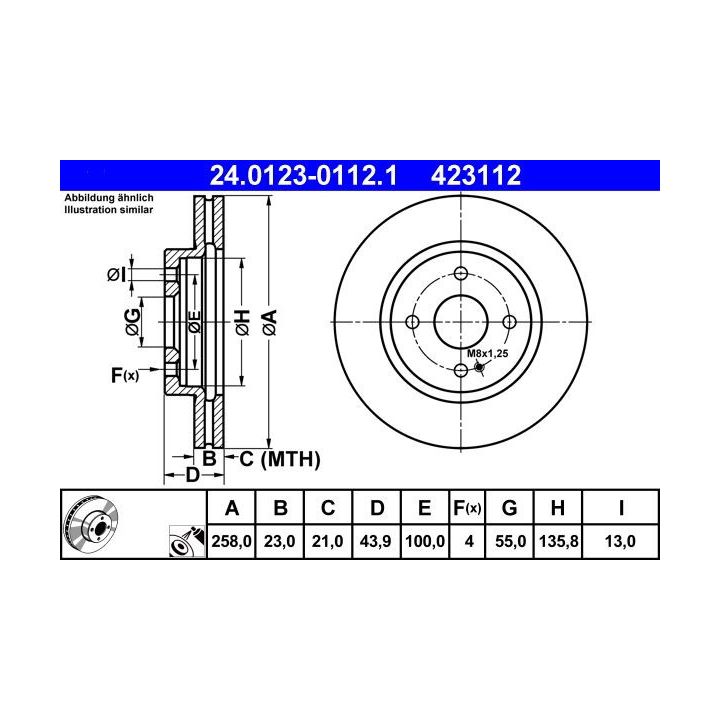 Stabdžių diskas ATE 24.0123-0112.1