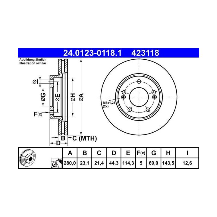 Stabdžių diskas ATE 24.0123-0118.1