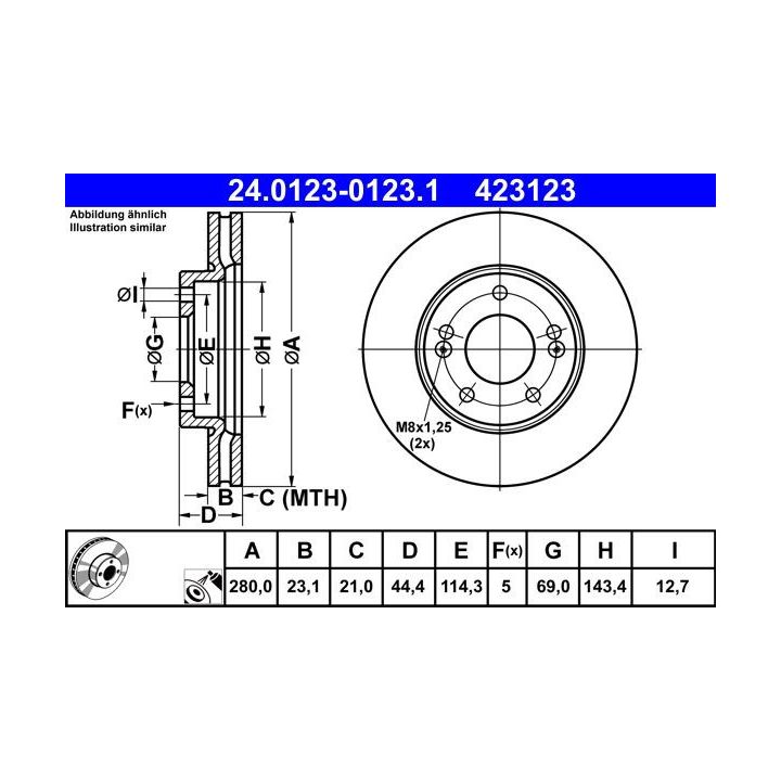Stabdžių diskas ATE 24.0123-0123.1