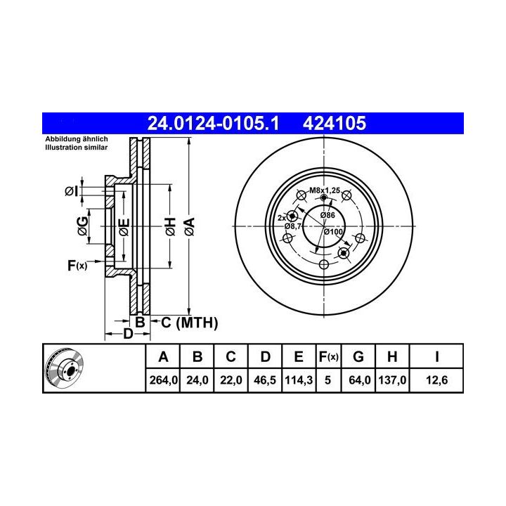 Stabdžių diskas ATE 24.0124-0105.1