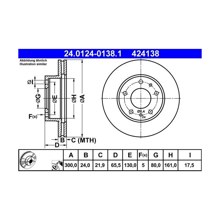 Stabdžių diskas ATE 24.0124-0138.1
