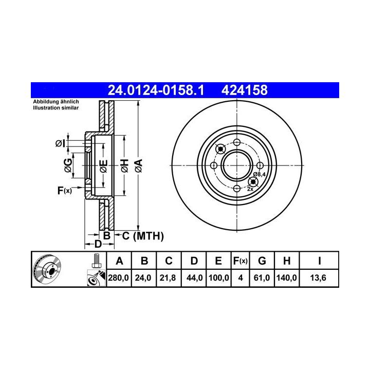 Stabdžių diskas ATE 24.0124-0158.1