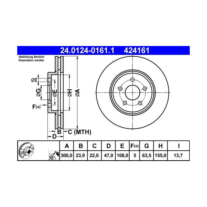 Stabdžių diskas ATE 24.0124-0161.1