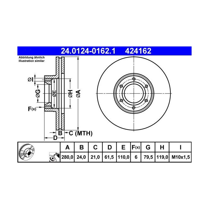 Stabdžių diskas ATE 24.0124-0162.1