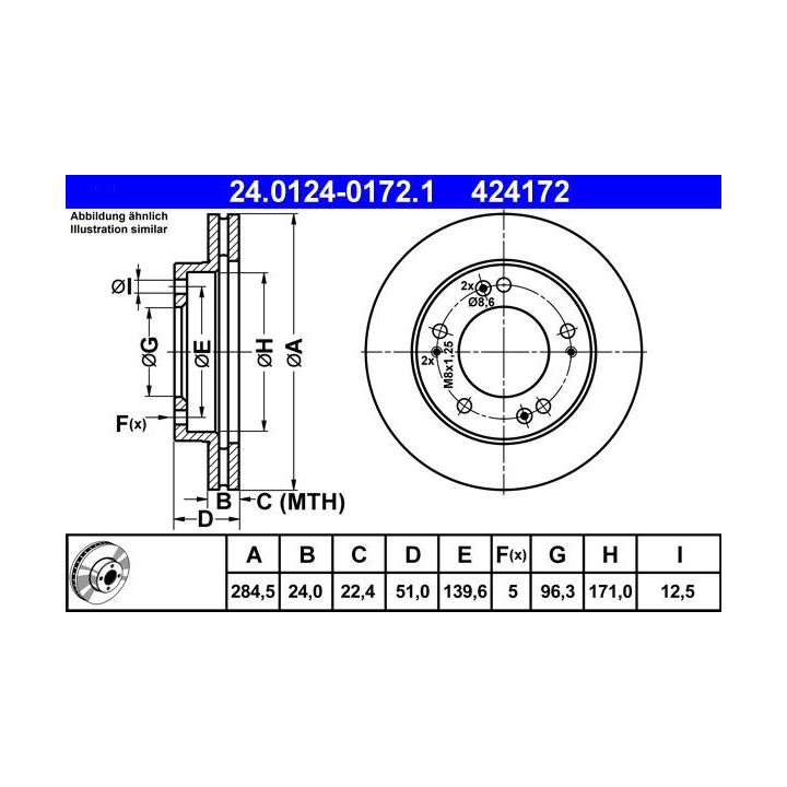 Stabdžių diskas ATE 24.0124-0172.1