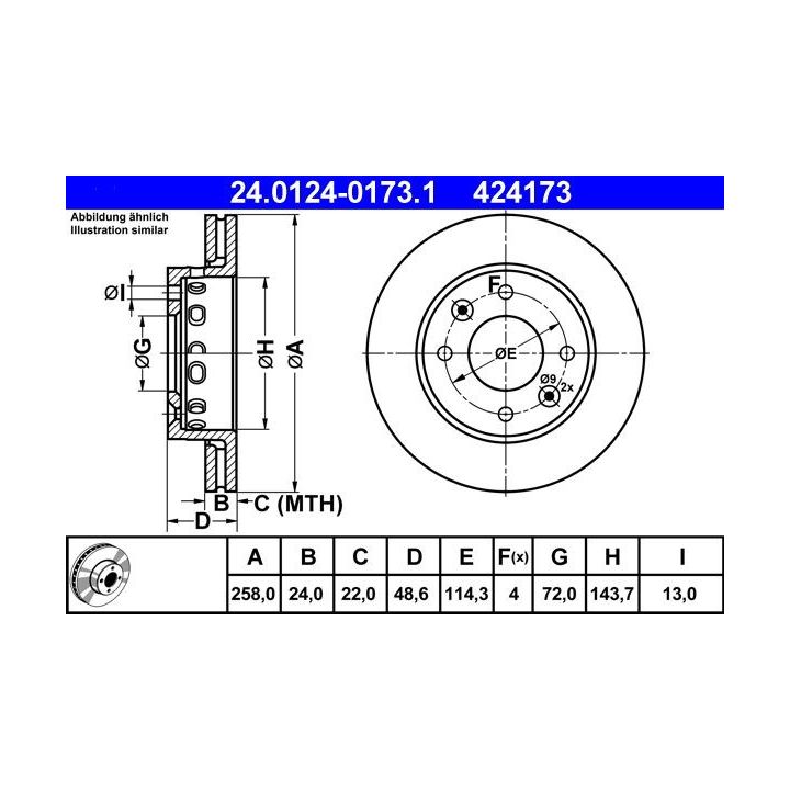 Stabdžių diskas ATE 24.0124-0173.1
