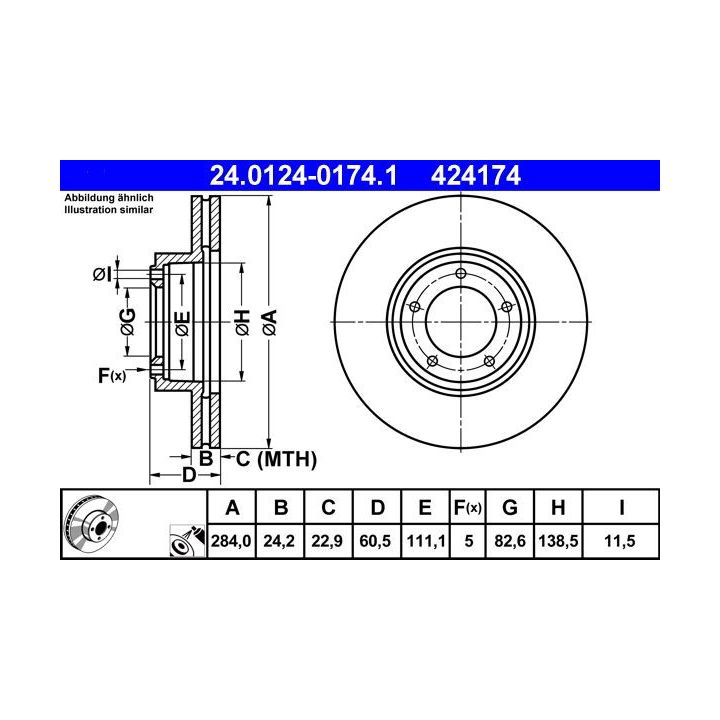 Stabdžių diskas ATE 24.0124-0174.1
