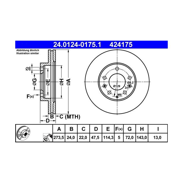 Stabdžių diskas ATE 24.0124-0175.1