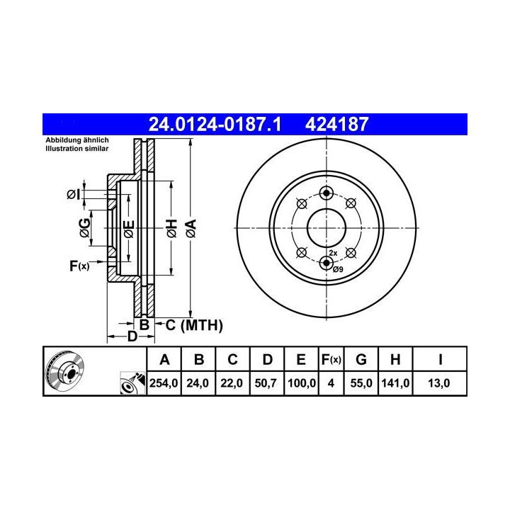 Stabdžių diskas ATE 24.0124-0187.1