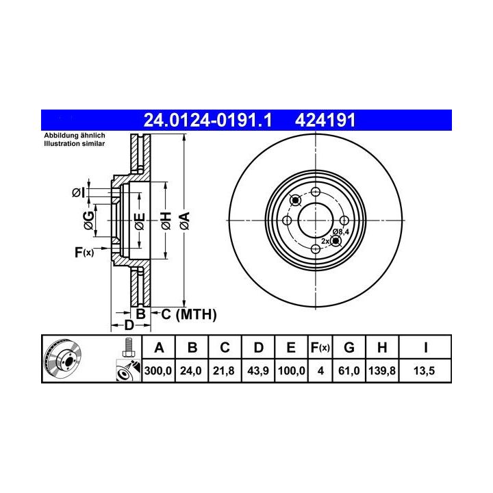 Stabdžių diskas ATE 24.0124-0191.1