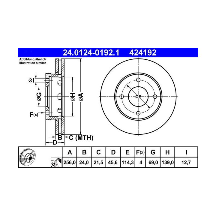 Stabdžių diskas ATE 24.0124-0192.1