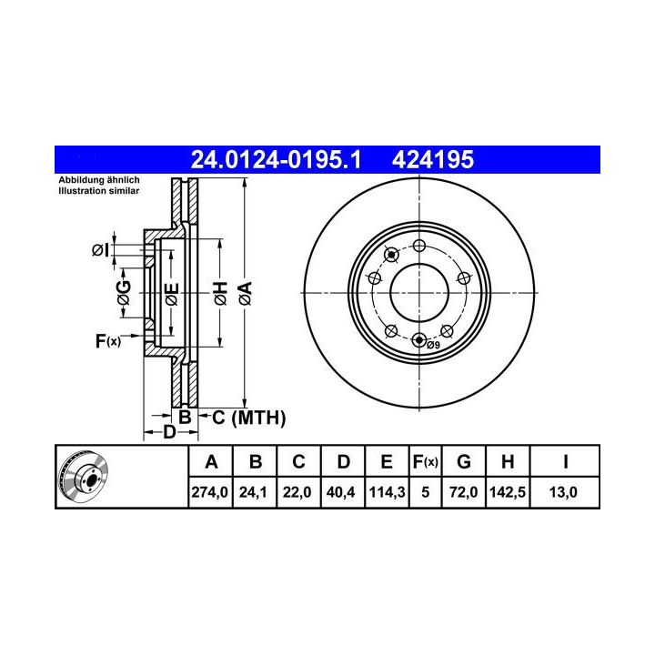 Stabdžių diskas ATE 24.0124-0195.1