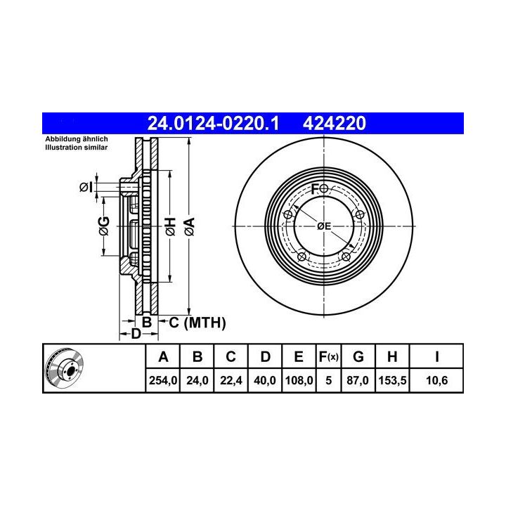 Stabdžių diskas ATE 24.0124-0220.1
