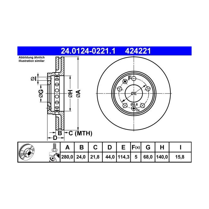 Stabdžių diskas ATE 24.0124-0221.1