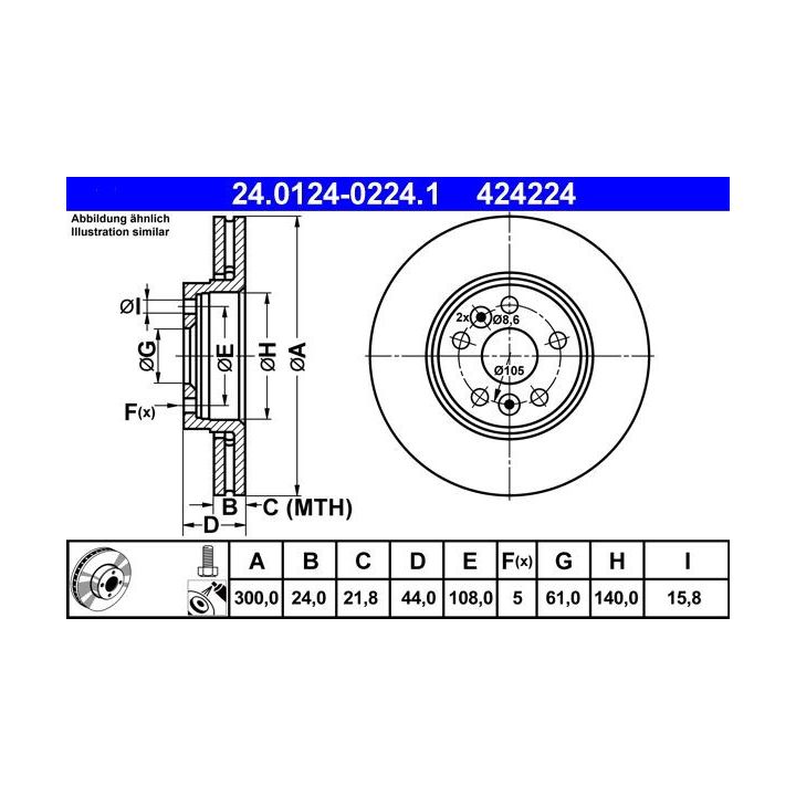 Stabdžių diskas ATE 24.0124-0224.1