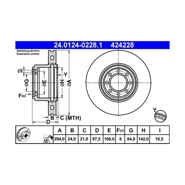 Stabdžių diskas ATE 24.0124-0228.1
