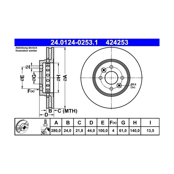 Stabdžių diskas ATE 24.0124-0253.1