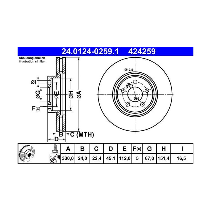 Stabdžių diskas ATE 24.0124-0259.1