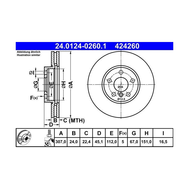 Stabdžių diskas ATE 24.0124-0260.1