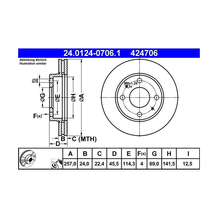 Stabdžių diskas ATE 24.0124-0706.1