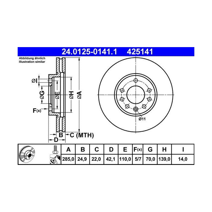 Stabdžių diskas ATE 24.0125-0141.1