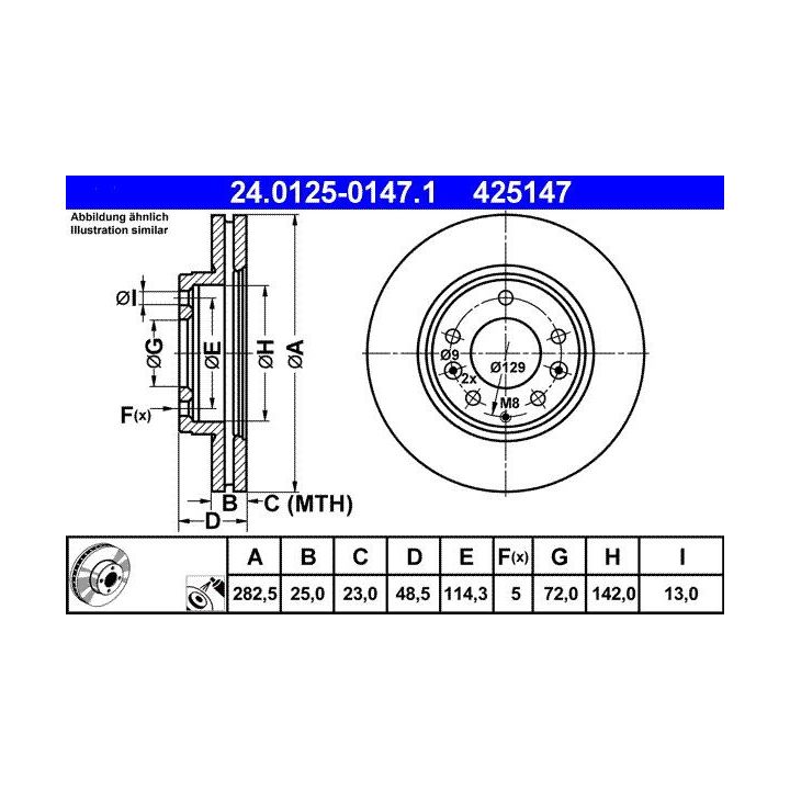 Stabdžių diskas ATE 24.0125-0147.1