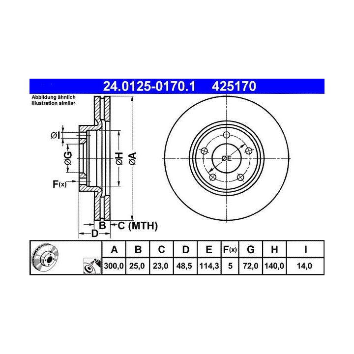 Stabdžių diskas ATE 24.0125-0170.1