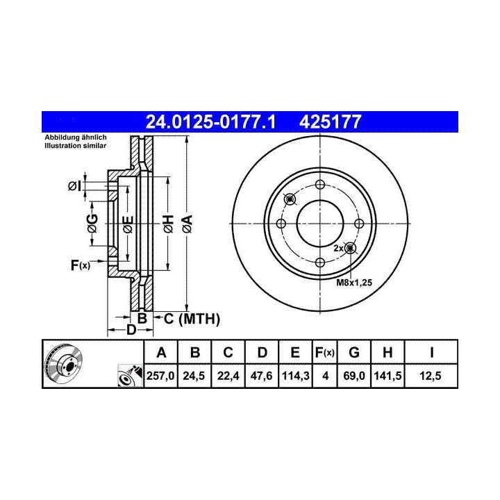Stabdžių diskas ATE 24.0125-0177.1
