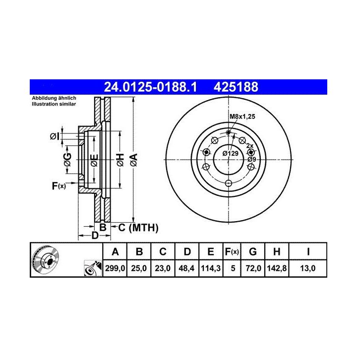 Stabdžių diskas ATE 24.0125-0188.1
