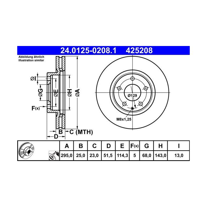 Stabdžių diskas ATE 24.0125-0208.1