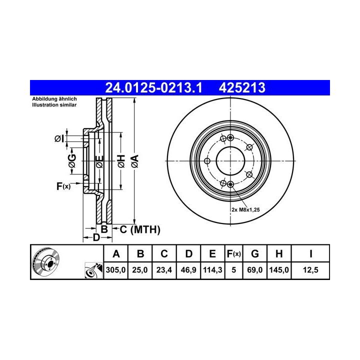 Stabdžių diskas ATE 24.0125-0213.1