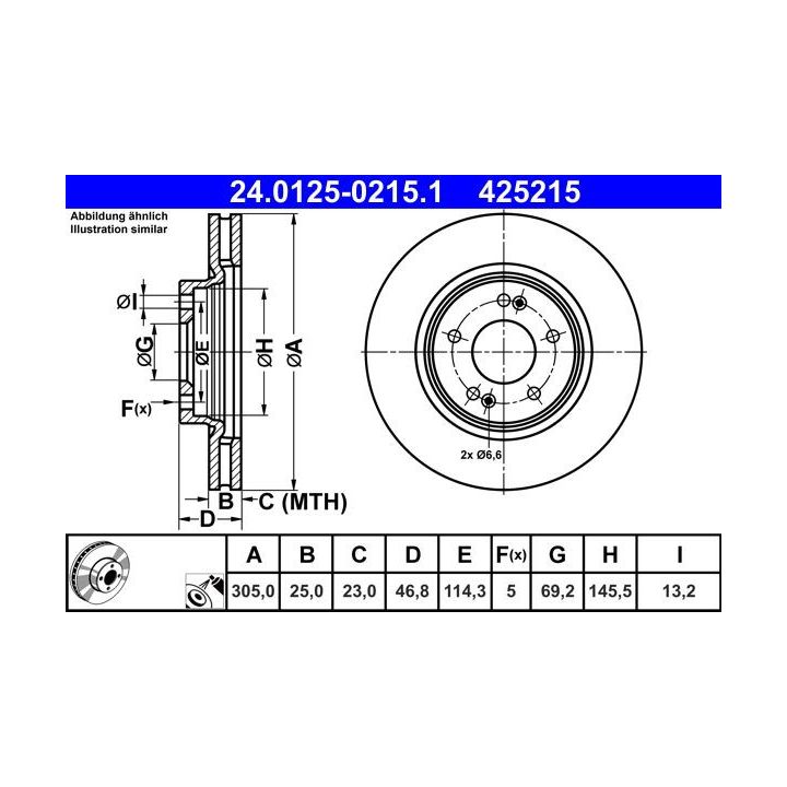 Stabdžių diskas ATE 24.0125-0215.1