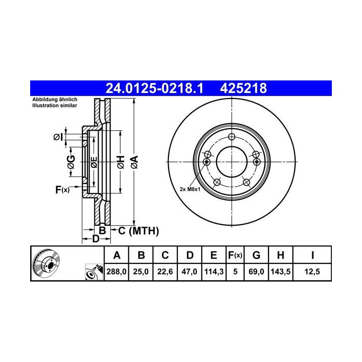 Stabdžių diskas ATE 24.0125-0218.1