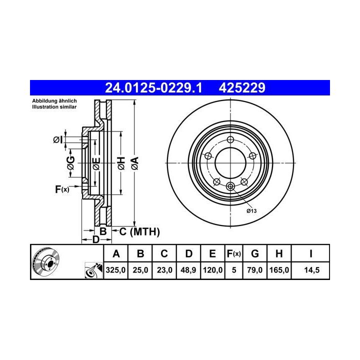 Stabdžių diskas ATE 24.0125-0229.1