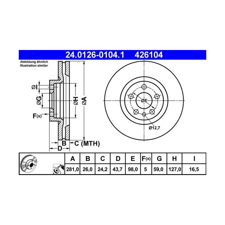 Stabdžių diskas ATE 24.0126-0104.1