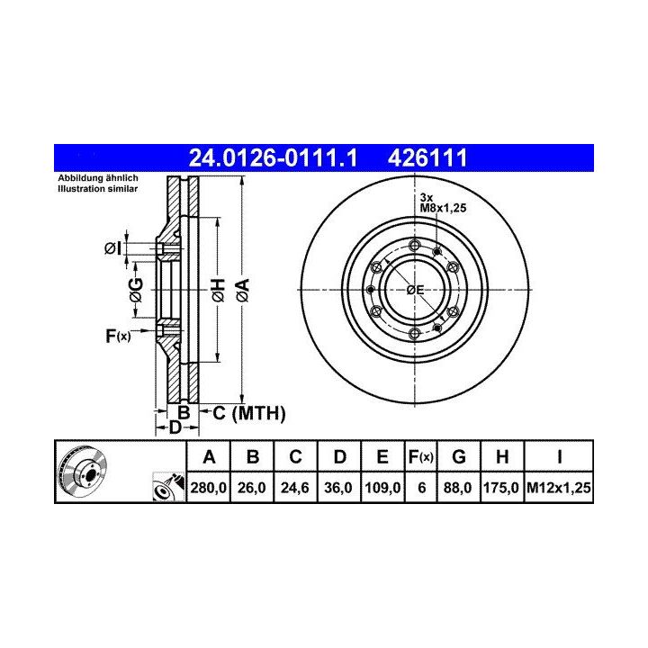 Stabdžių diskas ATE 24.0126-0111.1