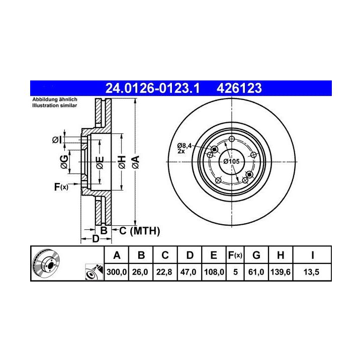 Stabdžių diskas ATE 24.0126-0123.1