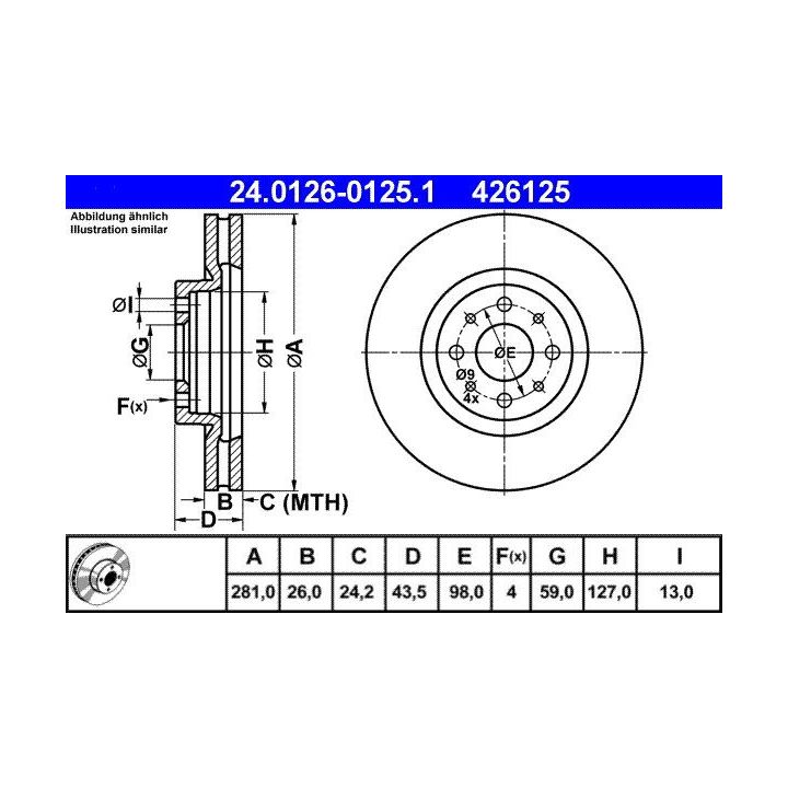 Stabdžių diskas ATE 24.0126-0125.1