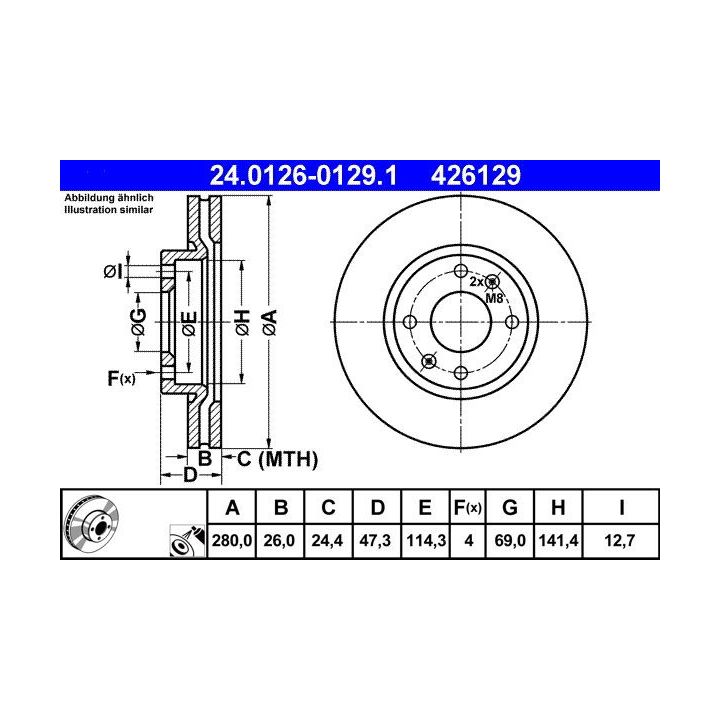 Stabdžių diskas ATE 24.0126-0129.1