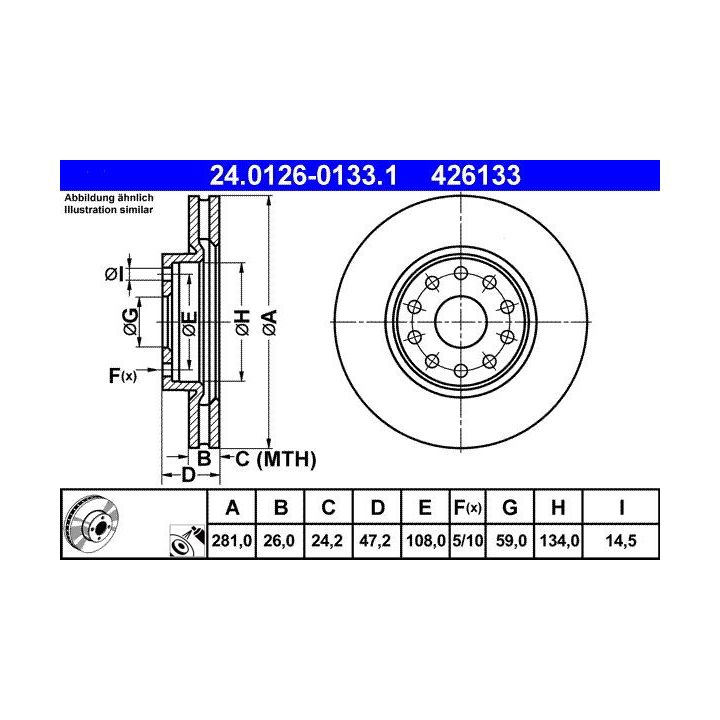 Stabdžių diskas ATE 24.0126-0133.1