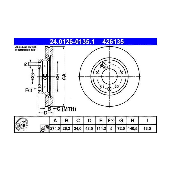 Stabdžių diskas ATE 24.0126-0135.1